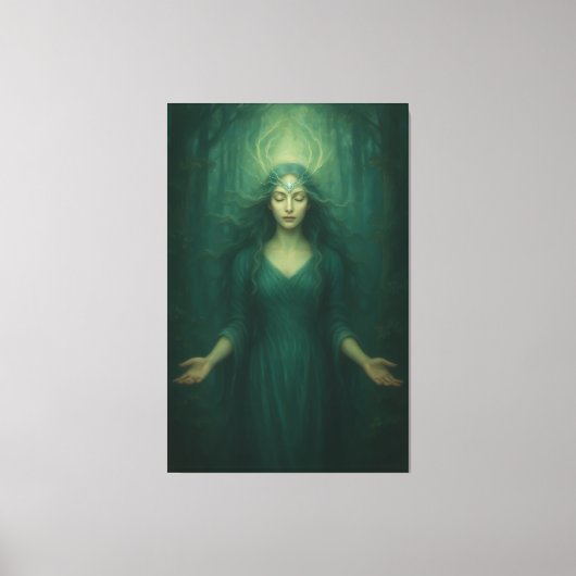 Goddess of the Emerald Spirit – Forest Aura Enligh Leinwanddruck (Vorderseite)