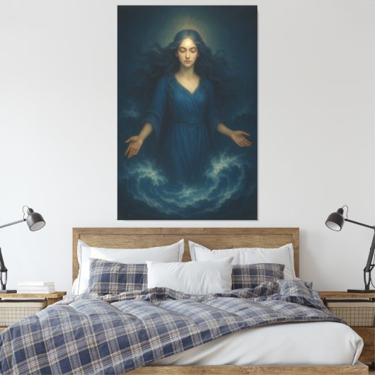 Goddess of Tidal Serenity – Ocean Spirit Blue Aura Leinwanddruck (Insitu (Schlafzimmer))