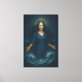 Goddess of Tidal Serenity – Ocean Spirit Blue Aura Leinwanddruck (Vorderseite)