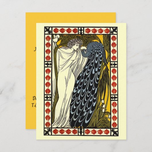 Goddess & Peacock Toga Party Einladung (Vorne/Hinten)