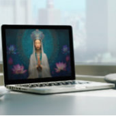 Goddess Quan Yin Blue Abstrakt Geometric Floral Poster