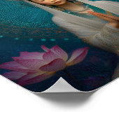 Goddess Quan Yin Blue Abstrakt Geometric Floral Poster (Ecke)