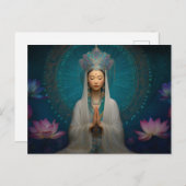 Goddess Quan Yin Digitales gesteinigtes Glasportra Postkarte (Vorne/Hinten)