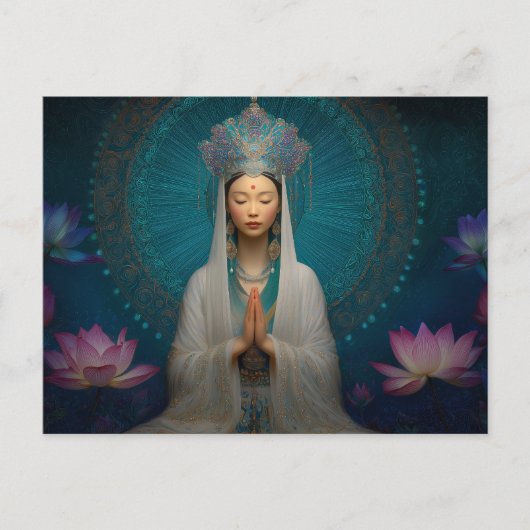 Goddess Quan Yin Digitales gesteinigtes Glasportra Postkarte (Vorderseite)