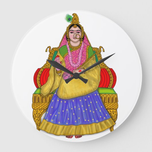 Goddess Radha Clock Große Wanduhr (Vorderseite)