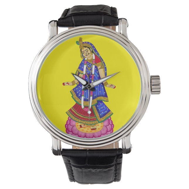 Goddess Radha Wall Clock Armbanduhr (Vorderseite)