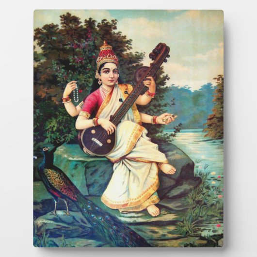 Goddess Saraswati by Raja Ravi Varma Fotoplatte (Vorderseite)