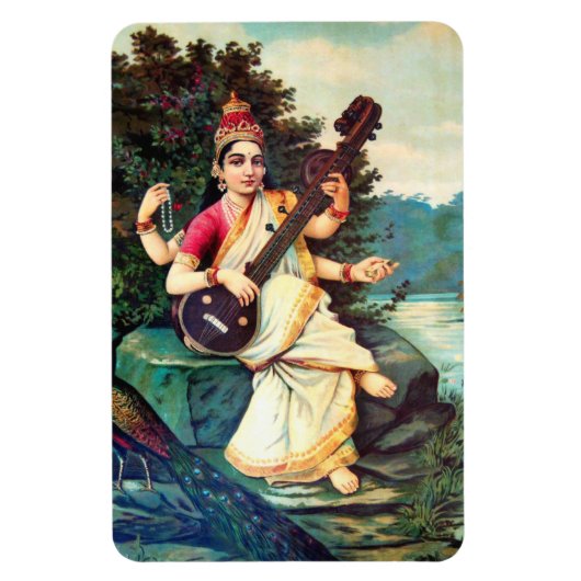 Goddess Saraswati by Raja Ravi Varma Magnet (Vertikal)