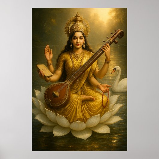 Goddess Saraswati | Die göttliche Muse des Wissens Poster (Vorne)