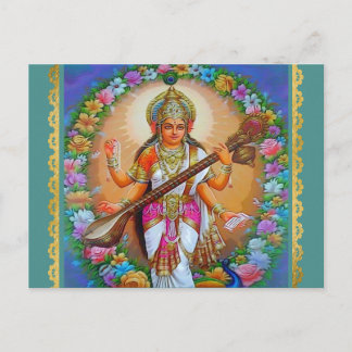Goddess Saraswati Hindu Goddess Postkarte