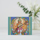 Goddess Saraswati Hindu Goddess Postkarte (Stehend Vorderseite)