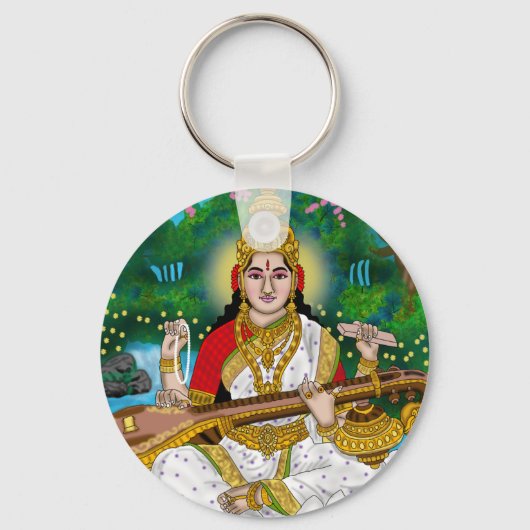Goddess Saraswati Keychain Schlüsselanhänger (Vorderseite)