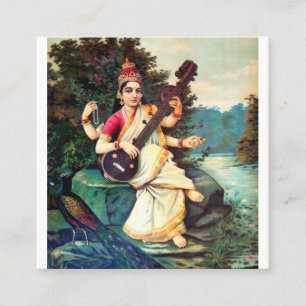 Goddess Saraswati von Raja Ravi Varma Quadratische Visitenkarte