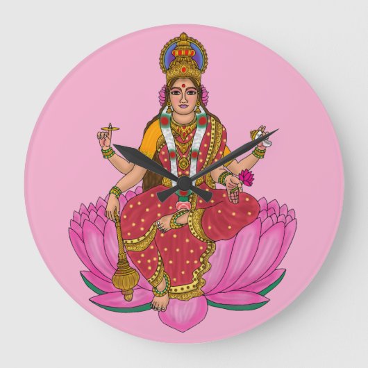Goddess Siddhidatri Wall Clock Große Wanduhr (Vorderseite)