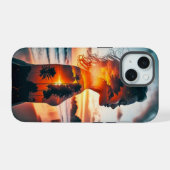 Goddess Silhoutte mit einem Gehäuse für das Sonnen iPhone 15 Hülle (Rückseite (Horizontal))