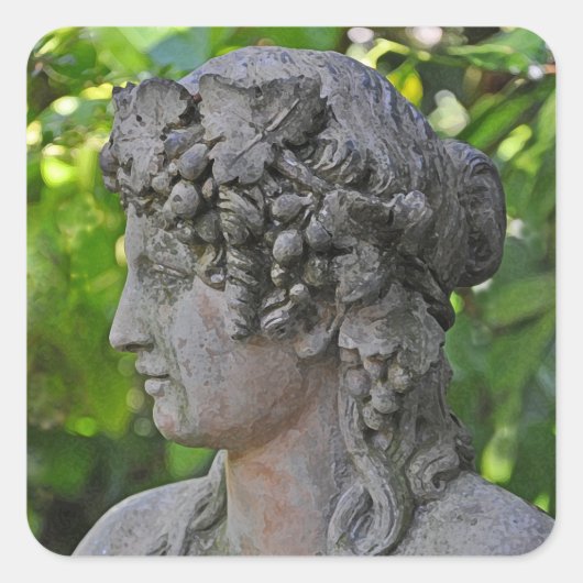 Goddess-Statue im Garten Quadratischer Aufkleber (Vorderseite)