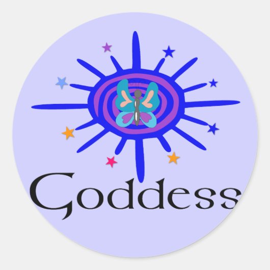 Goddess Sun und Stars Runder Aufkleber (Vorderseite)