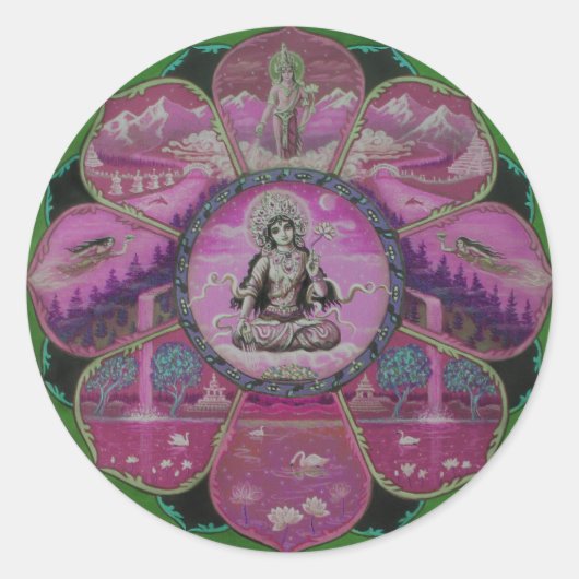 Goddess Tara Mandala Runder Aufkleber (Vorderseite)