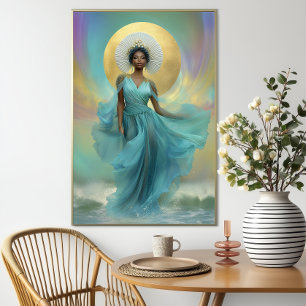 Goddess Yemoja Luxury Turquoise Gold Poster