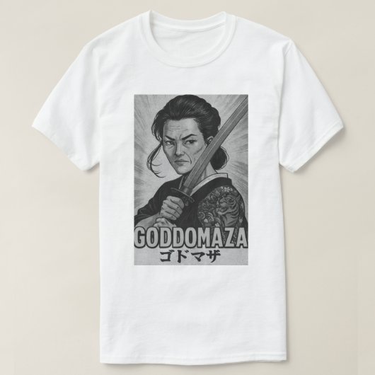 GODDOMAZA SAMURAI BW POSTER T-Shirt (Design vorne)
