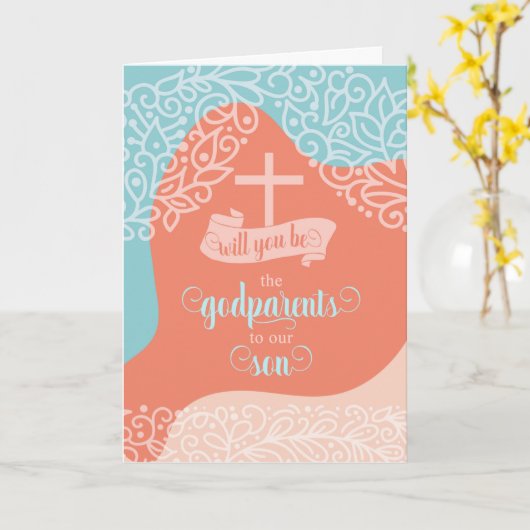 Godeltern fordern Orange und Blau mit Cross Karte (Gelbe Blume)