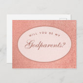 Godelternvorschlag Rosen Gold Weißes Oval Script Postkarte (Vorne/Hinten)