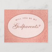 Godelternvorschlag Rosen Gold Weißes Oval Script Postkarte (Vorderseite)