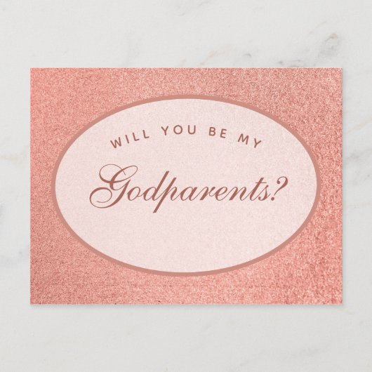 Godelternvorschlag Rosen Gold Weißes Oval Script Postkarte (Vorderseite)