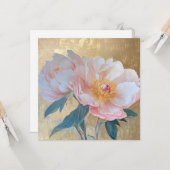 Goden Elegant Rosa Pfingstrosen Blumen Karte (Vorderseite/Rückseite Beispiel)