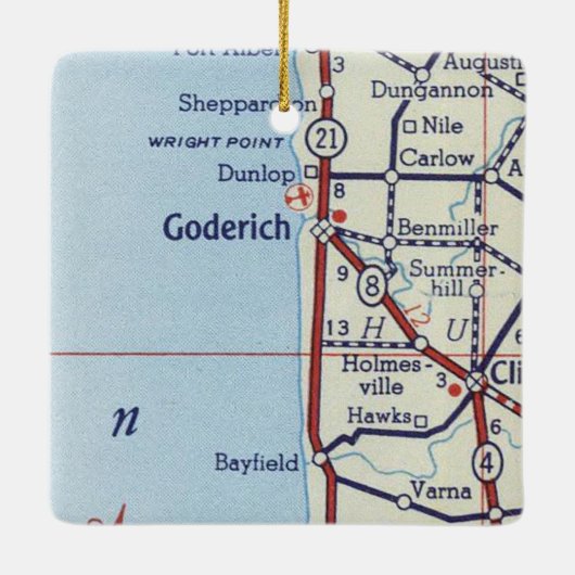 Goderich ON Vintag Map Keramikornament (Rückseite)