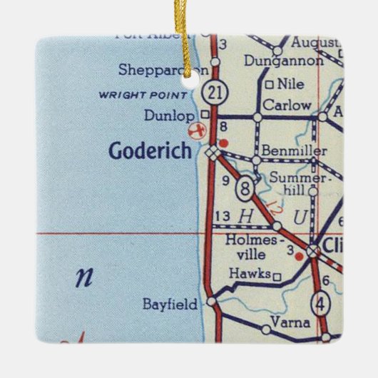 Goderich ON Vintag Map Keramikornament (Vorderseite)