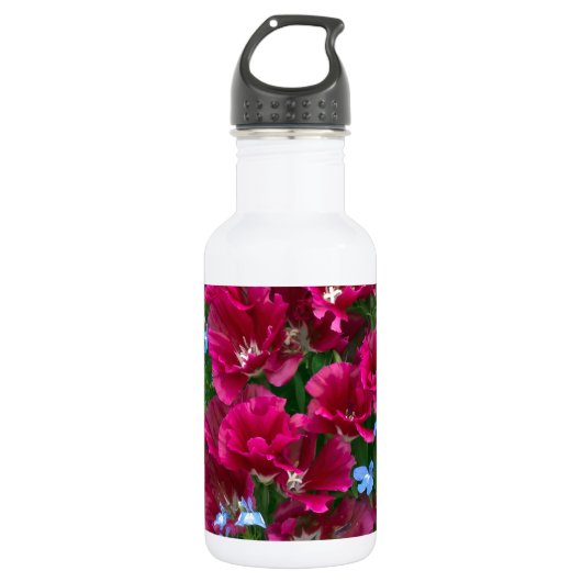 Godetia und Lobelia Edelstahlflasche (Vorderseite)