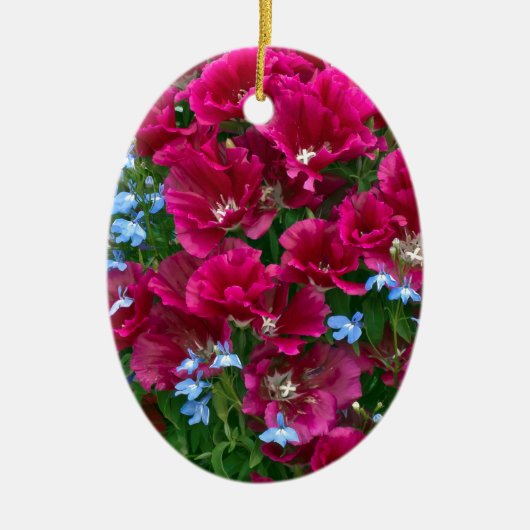 Godetia und Lobelia-Geschenke Keramikornament (Vorne)