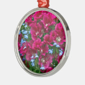 Godetia und Lobelia-Geschenke Silbernes Ornament (Links)