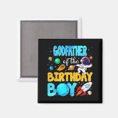 Godfather Of The Birthday Boy Space Astronaut 1st  Magnet (Vorderseite/Rückseite)