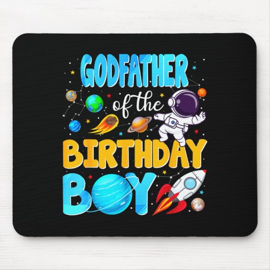 Godfather Of The Birthday Boy Space Astronaut 1st  Mousepad (Vorne)