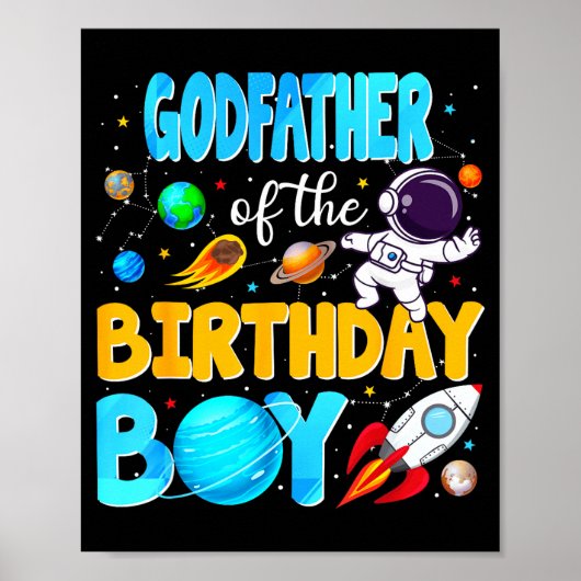 Godfather Of The Birthday Boy Space Astronaut 1st  Poster (Vorne)