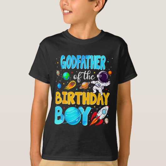 Godfather Of The Birthday Boy Space Astronaut 1st  T-Shirt (Vorderseite)