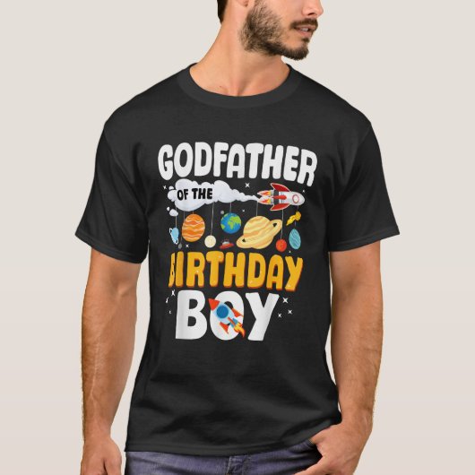 Godfather Of The Birthday Boy Space Planet Theme B T-Shirt (Vorderseite)