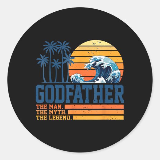 Godfather Retro Vatertag Runder Aufkleber (Vorderseite)
