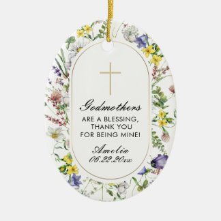 Godmaterinnen Wildblumen Taufe Keramik Ornament
