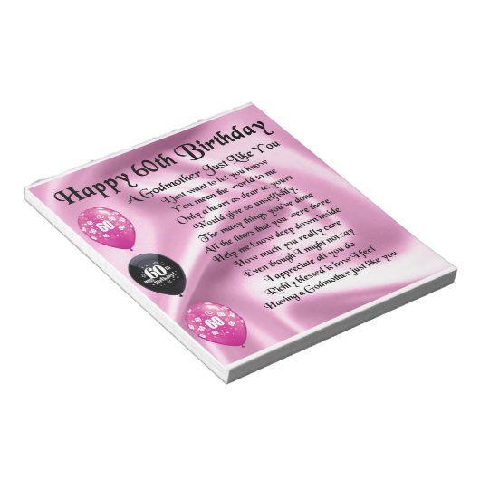 GodmatGedicht - 60. Geburtstagsdesign Notizblock (angewinkelt)