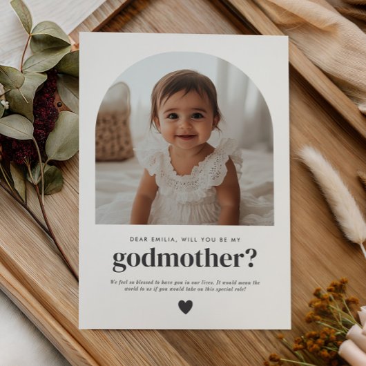 Godmother Arched Photo Proposal Einladung