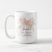 Godmother Gift First Communion Pink Bow Roses Kaffeetasse (Links)