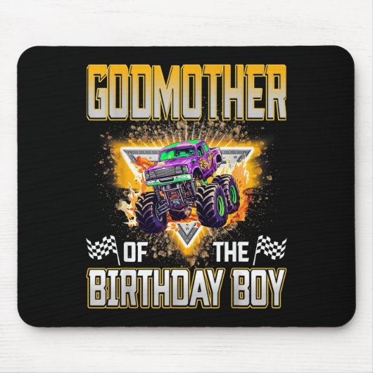 Godmother Of The Birthday Boy Monster Truck Birthd Mousepad (Vorne)