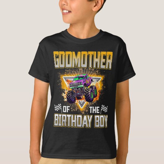 Godmother Of The Birthday Boy Monster Truck Birthd T-Shirt (Vorderseite)