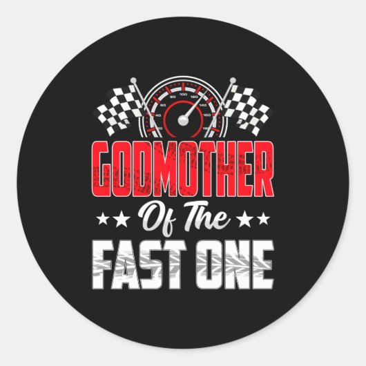 Godmother Of The Fast One Birthday 1st Race Car Fa Runder Aufkleber (Vorderseite)