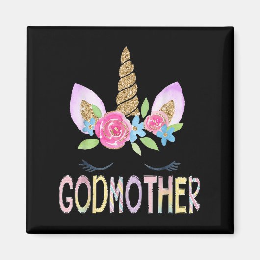 Godmother Unicorn Floral Birthday Girl Family Matc Magnet (Vorne)