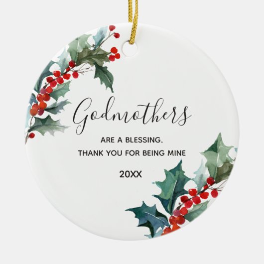 Godmothers Red Floral Christmas Keramik Ornament (Vorne)