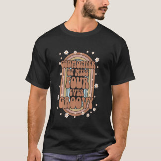 Godmutter 4. Geburtstag Vier mal Groovy Retro Bday T-Shirt
